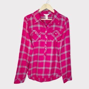 Sundance plaid pink long sleeve flannel shirt